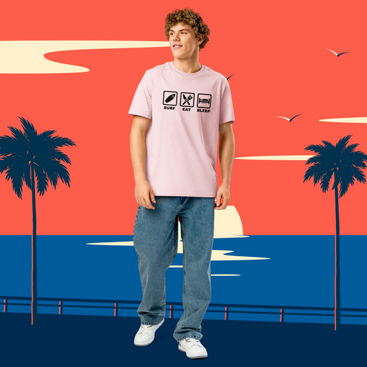 FR2FTH SURF EAT SLEEP - Unisex organic ribbed neck t-shirt